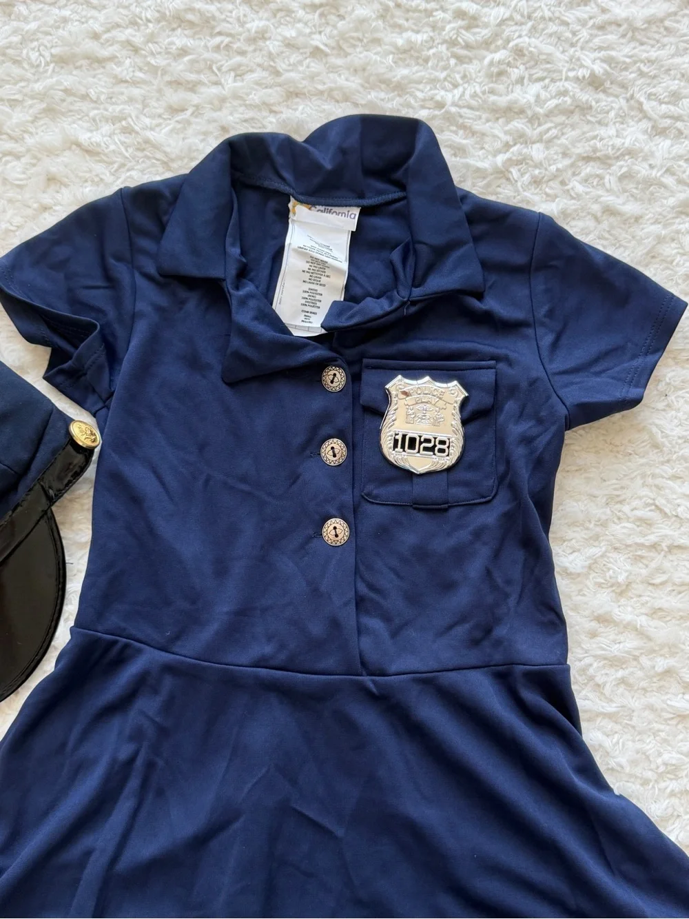 Girls Policeman Dress and Hat. 5-6 years